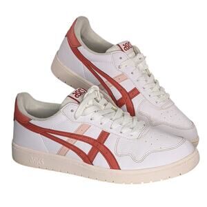 Asics Japan S Womens 9.5 White Red Leather Retro Lifestyle Sneakers Shoes
